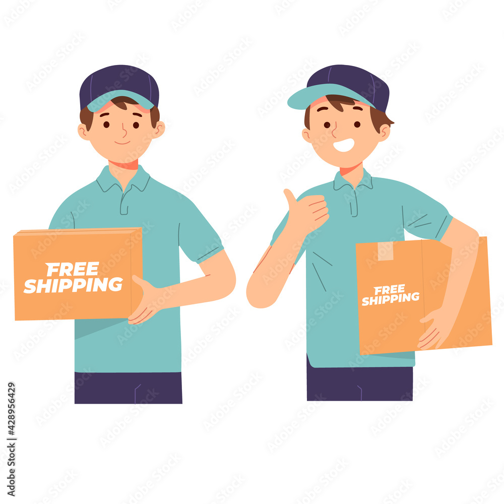 Free shipping delivery man carry box package for customer Free shipping delivery man carry box package for customer