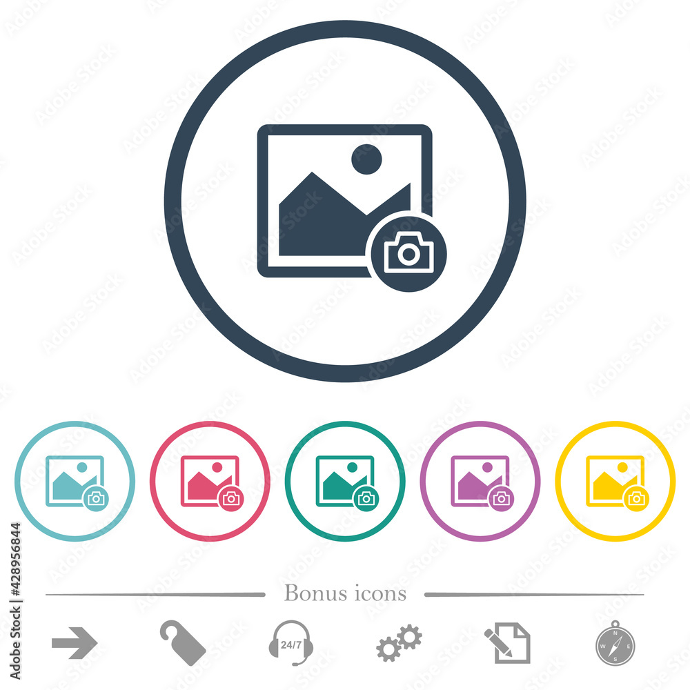 Grab image flat color icons in round outlines Grab image flat color icons in round outlines