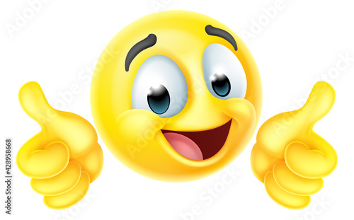 Thumbs Up Happy Emoticon Cartoon Face