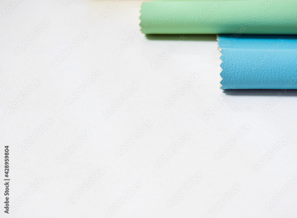 Leather samples in various colors. Leather samples in various colors.