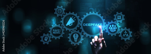 Deepfake deep learning fake news generator modern internet technology concept photo