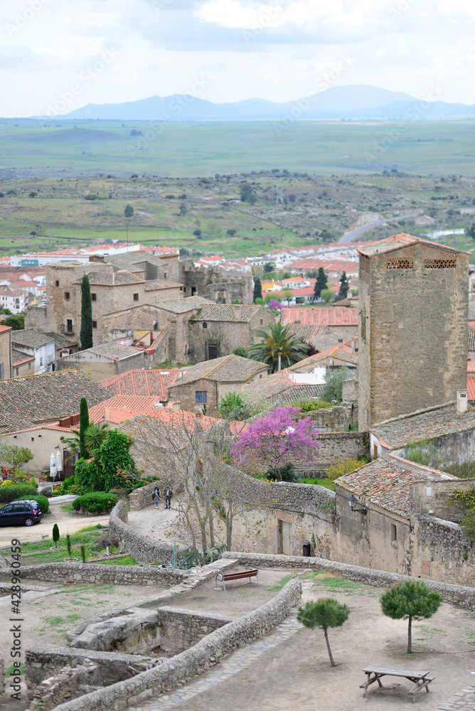 Views of the town of Trujillo from the Alcazaba or castle in Extremadura, Spain