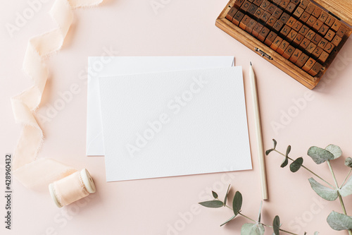 Neutral colors stationery mock-up scene.