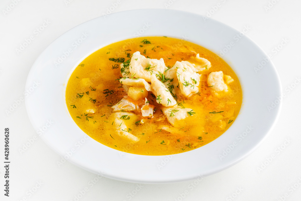 fish soup on the white background fish soup on the white background