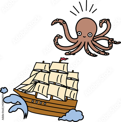 クラーケンと帆船