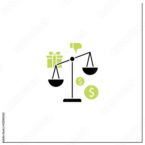 Inequality glyph icon. Economical injustice.Gap between rich and poor, wealth disparity. Scales.Universal basic income concept.Filled flat sign. Isolated silhouette vector illustration