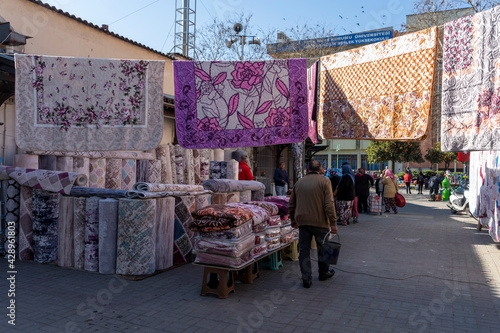 izmir Turkey - 01 25 2020: carpet vendors and the market