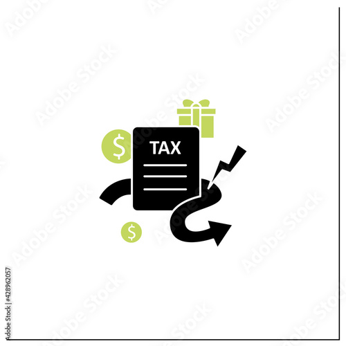Closing tax loopholes glyph icon. Tax declaration. Help raise significant revenue. Assistance to government.Universal basic income concept.Filled flat sign. Isolated silhouette vector illustration