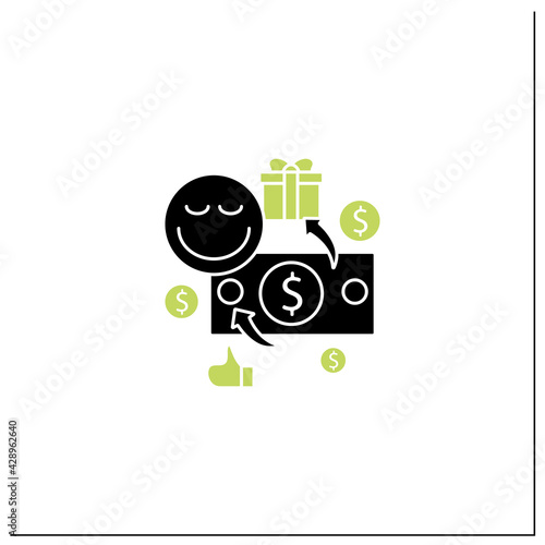 Unconditional payment glyph icon. Mandatory contribution. Profitable investment. Universal basic income concept. Filled flat sign. Isolated silhouette vector illustration