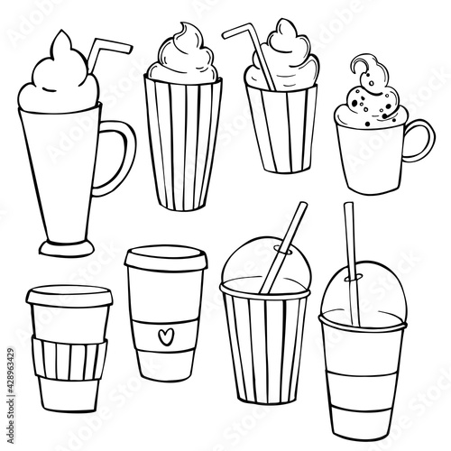 Coffee shop drinks.Vector  illustration.
