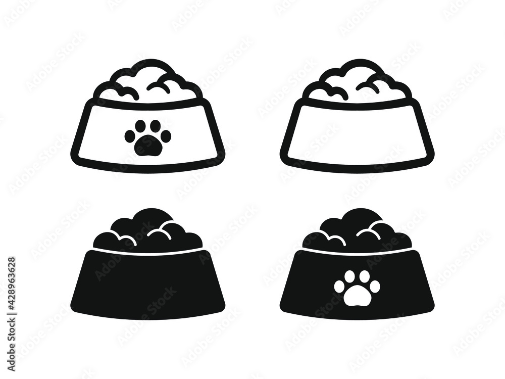 Dog, cat, animal or pet full food bowl symbol sign silhouette and