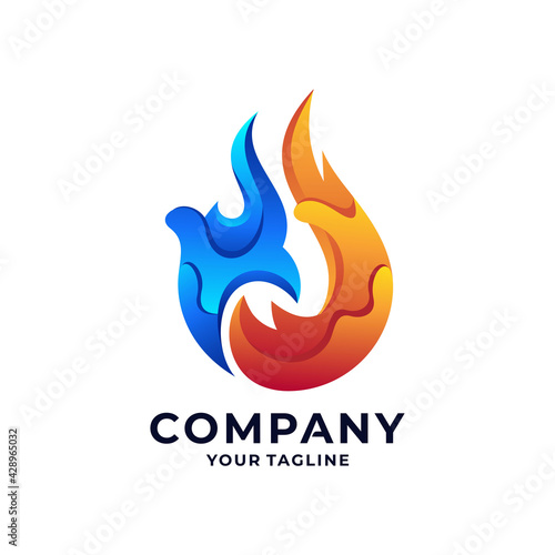 Fire flame Logo Template vector icon Oil, gas and energy logo concept