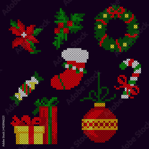 cross stitch christmas set