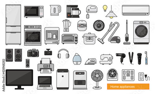 Home appliances vector icon 家電アイコンセット