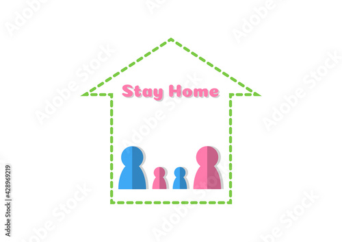 Healthcare and Medical Concept. Stay at Home and stay safe for quarantine to prevent Coronavirus. family staying together.