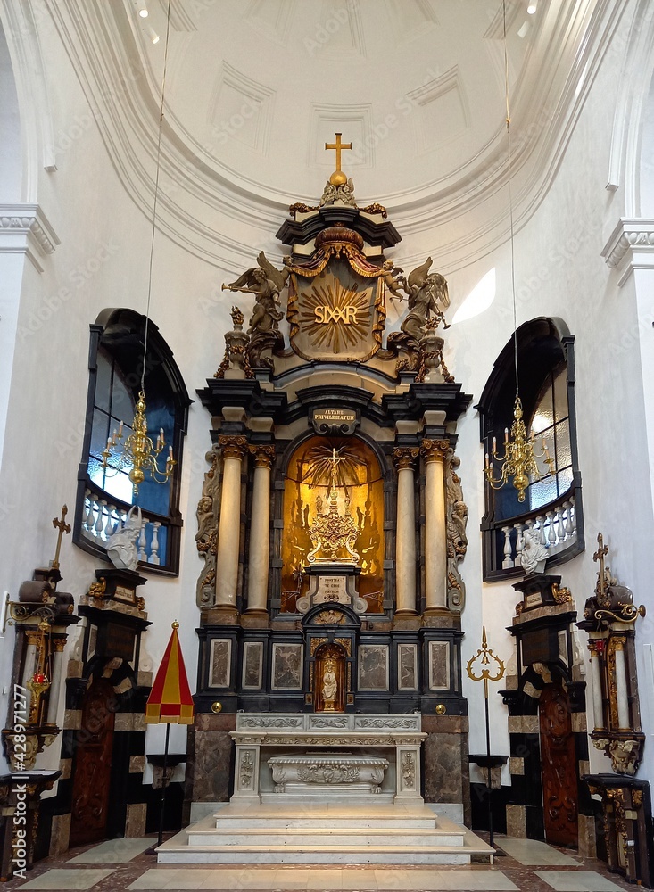 Interior of the Hanswijk basilica church in Mechelen Belgium, a well-known Mary - Our Lady pilgrimage site