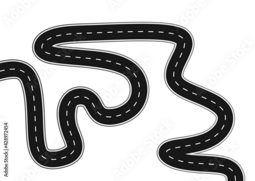 Roadway journey to the future. Asphalt street isolated on white background. Symbols Way to the goal of the end point. Path mean successful business planning Suitable for advertising and presentstation