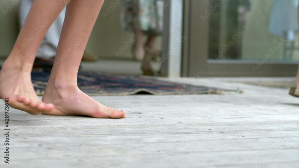 Child Bare Foot Dancing At Party During Summer, SLOW MOTION Child Bare Foot Dancing At Party During Summer, SLOW MOTION