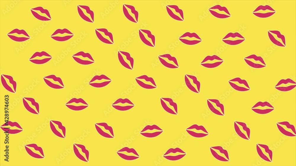 Time lapse sequence of woman's full red lips moving against yellow background. 4K video Time lapse sequence of woman's full red lips moving against yellow background. 4K video