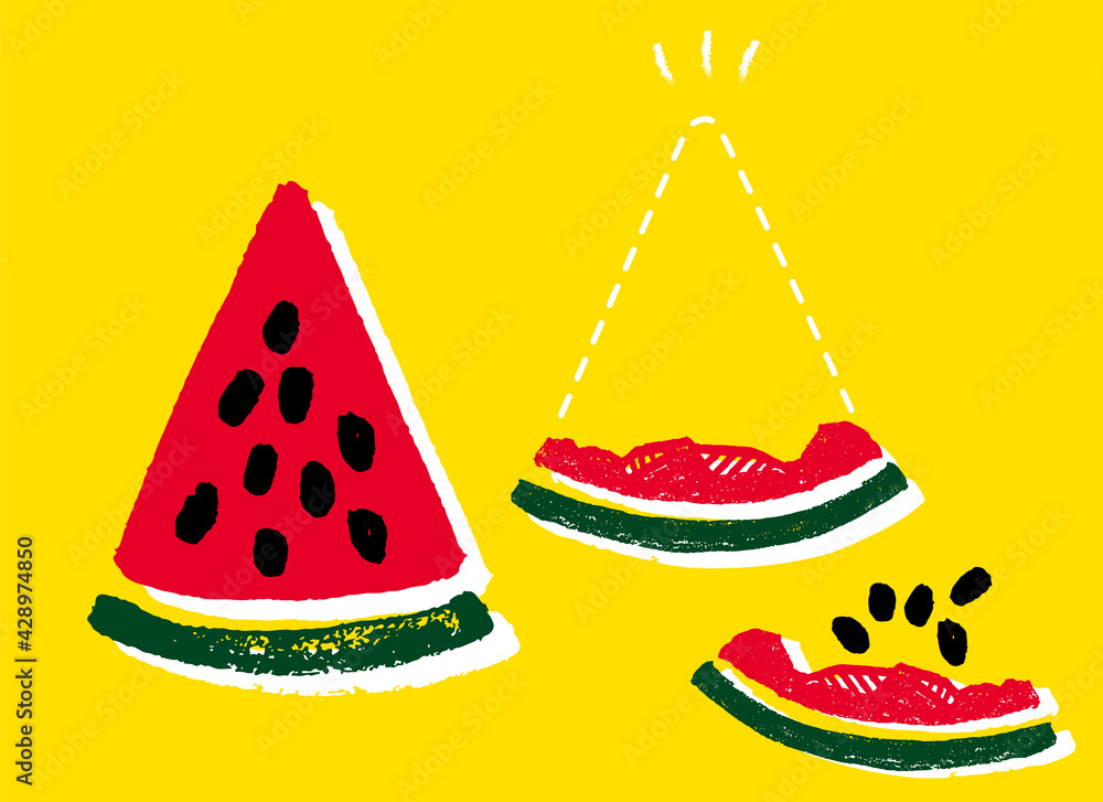 可愛いスイカの手描きイラスト 食べ終わった後のスイカ Stock Vector Adobe Stock