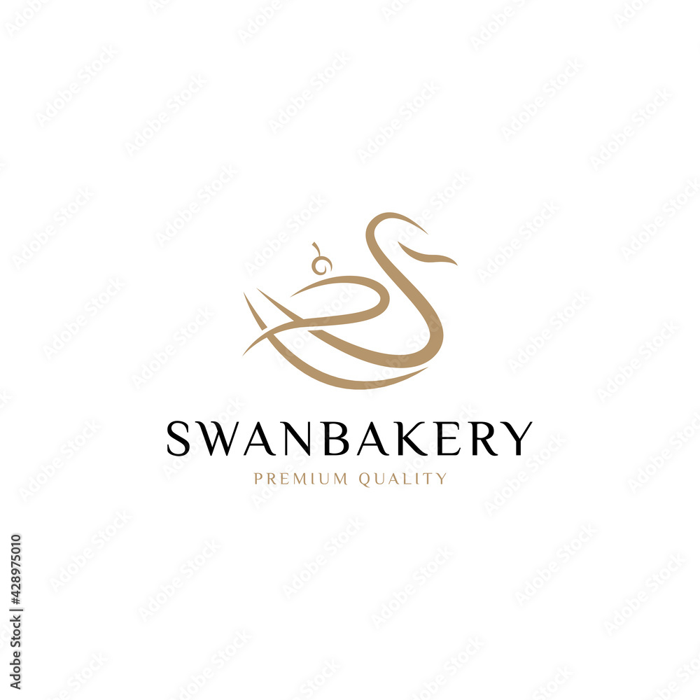 Swan Bakery logo vector icon illustration modern style for your business Swan Bakery logo vector icon illustration modern style for your business