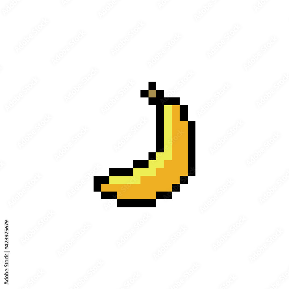 Banana pattern. Pixel banana image. Vector illustration of a cross stitch pattern.