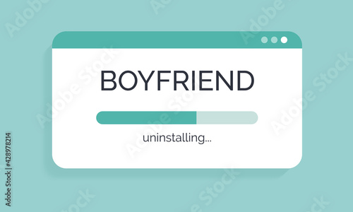 Uninstalling a boyfriend screen as a metaphor of ended romantic relationship. Emotionally difficult breakup. Pain, guilt, and disappointment at the end of the relationship. New life stage