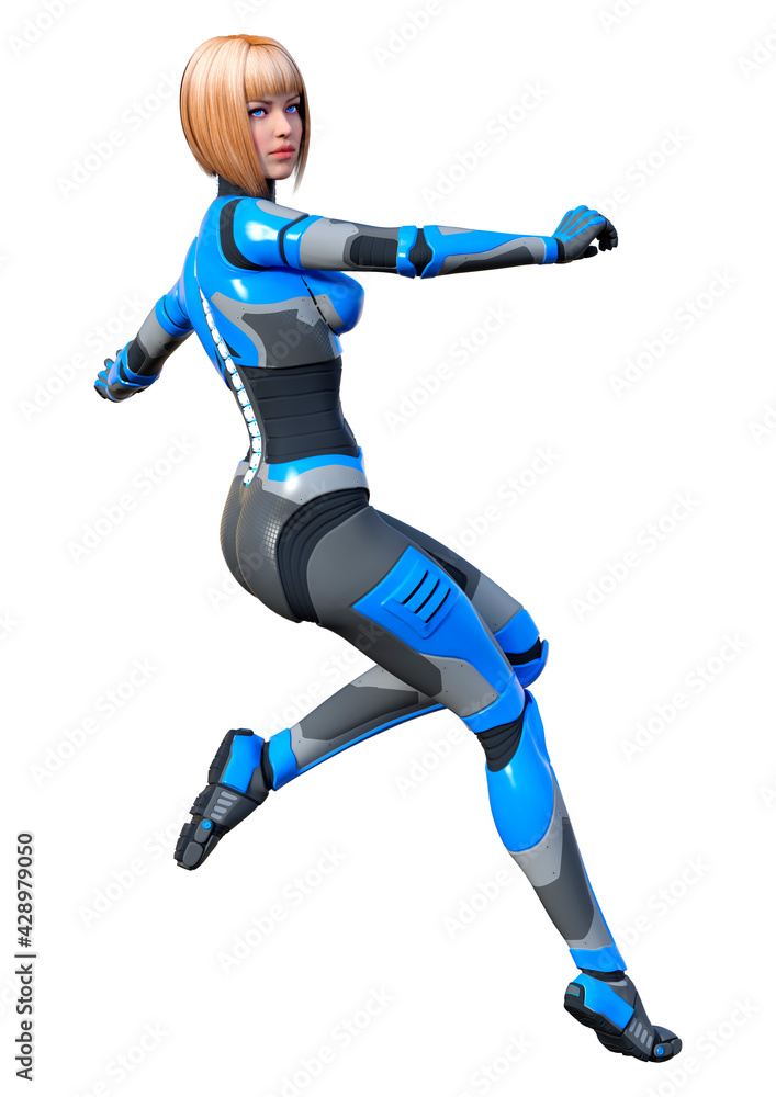 3D Rendering Female Robot on White 3D Rendering Female Robot on White