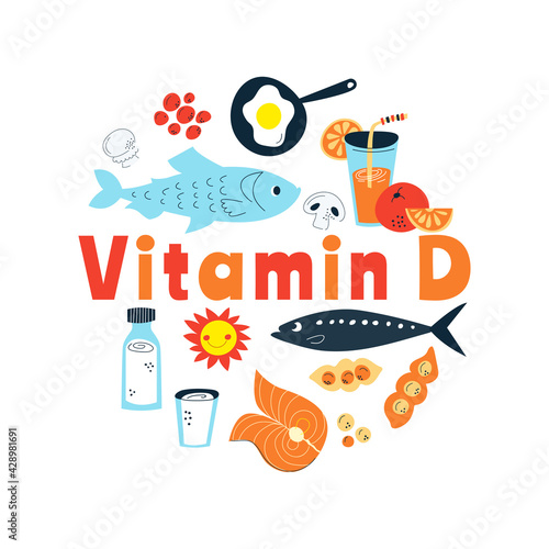 The main food sources of vitamin D. the concept of healthy eating.
