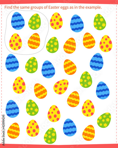  A game for children. Find all the groups of Easter eggs shown in the example