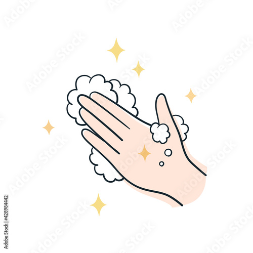 清潔な左手と泡