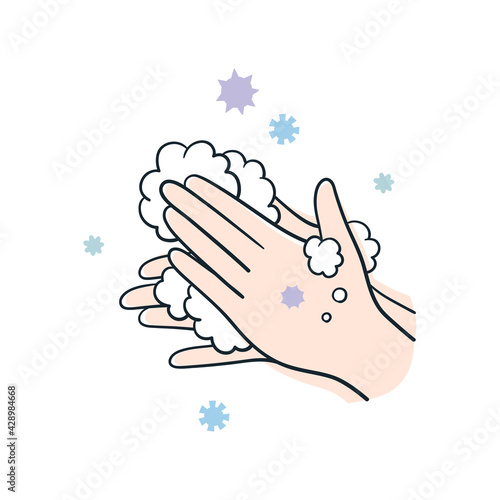 両手と泡　ウィルス