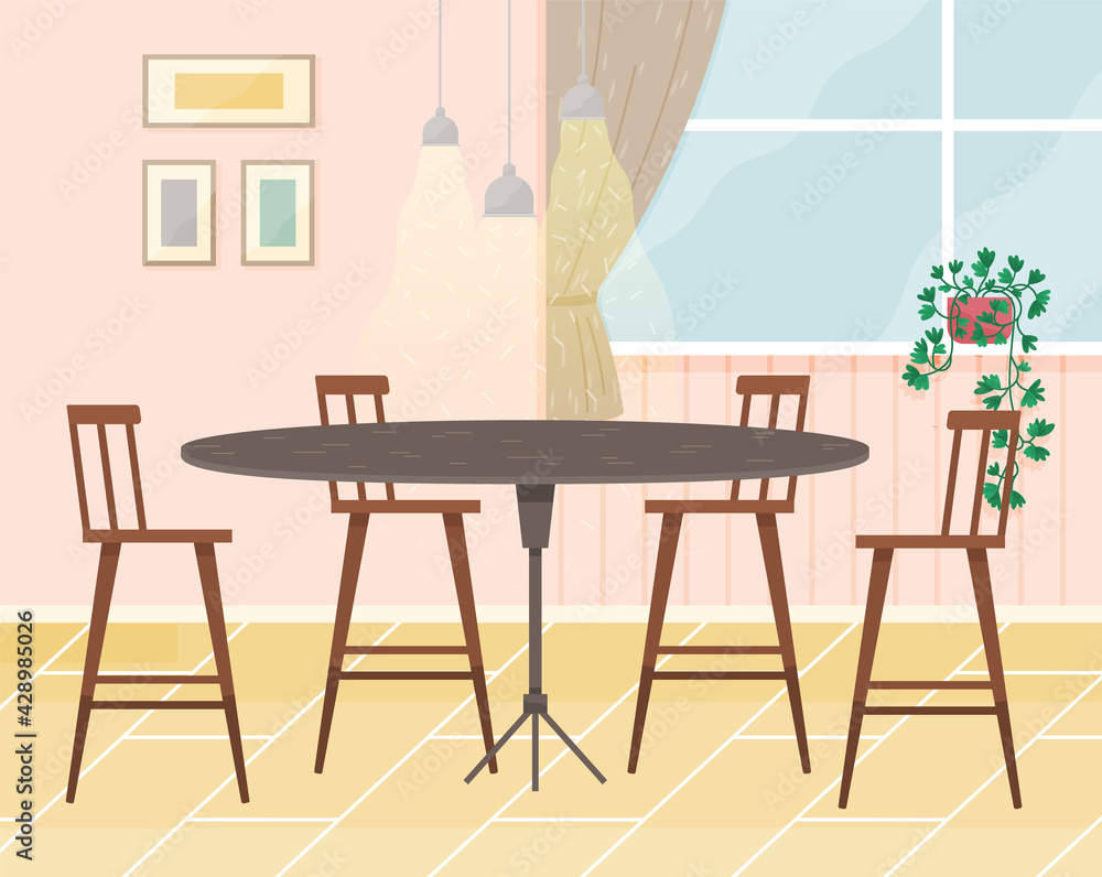 Obraz premium Flat design interior. Planning and arrangement of furniture in apartment. Living room. Home lifestyle. Style house
