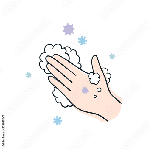 左手と泡　ウィルス