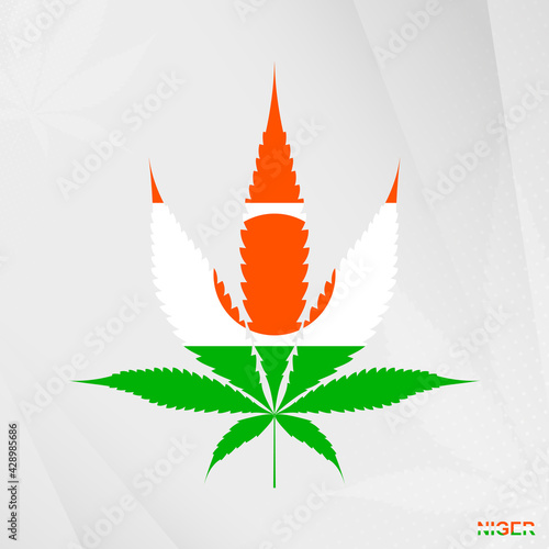 Flag of Niger in Marijuana leaf shape. The concept of legalization Cannabis in Niger.