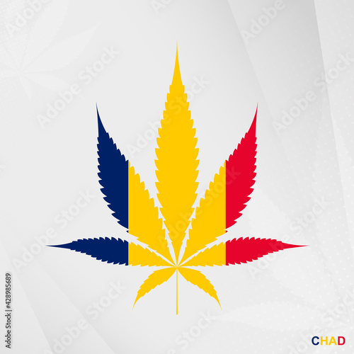 Flag of Chad in Marijuana leaf shape. The concept of legalization Cannabis in Chad.