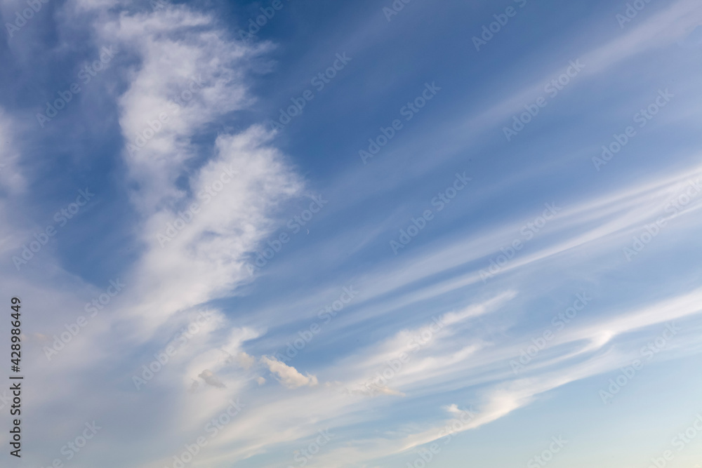 White cloud lines and blue skies White cloud lines and blue skies