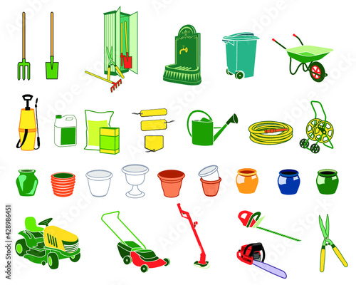 dessins, outillage jardin, motoculture