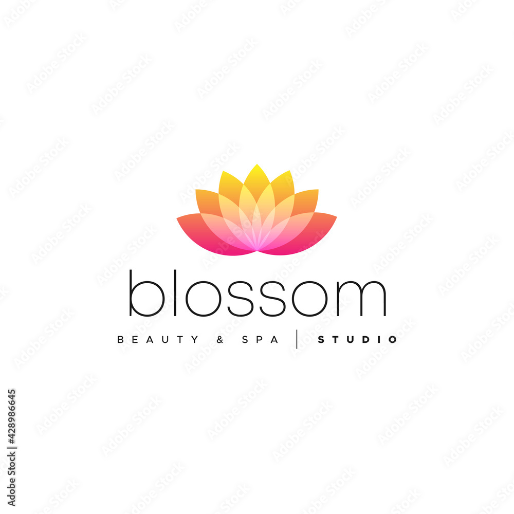 Obraz premium Water lily Lotus logo Flower logo - beauty spa flower symbol wellness health meditation beauty luxury natural fitness yoga lifestyle treatment petals salon organic calming cosmetics 