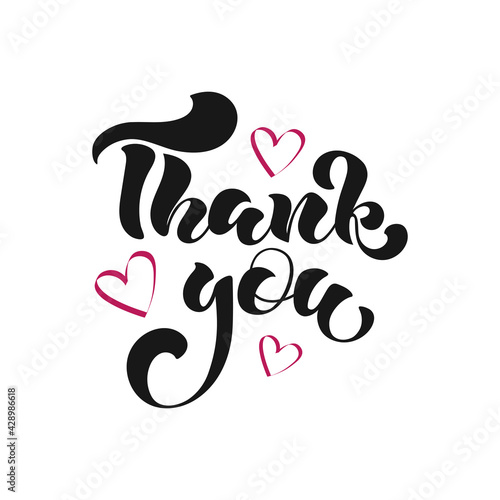 Thank you - vector illustration with hand lettering