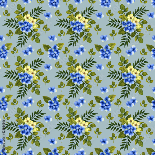 Summer floral seamless fabric pattern  seamless digital paper