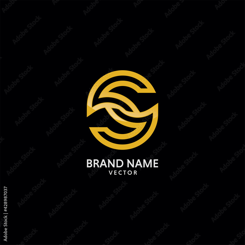 Abstract S Symbol in Gold Monogram Logo Abstract S Symbol in Gold Monogram Logo