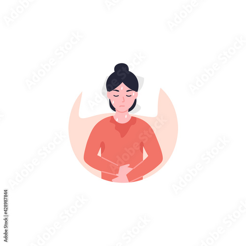Night sweats or hot flashes ison. Disease symptom. Flat vector cartoon illustration icon.