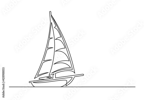 Continuous one line drawing of an vintage sailing yacht