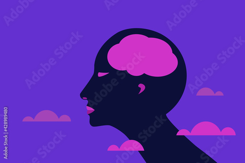 Conceptual illustration of a human brain connecting to the senses and the environment