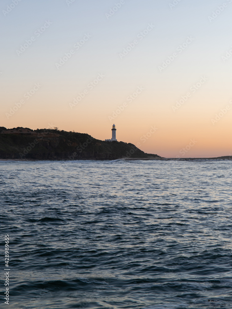 Sunrise view of Norah Head Lighthouse, NSW, Australia.