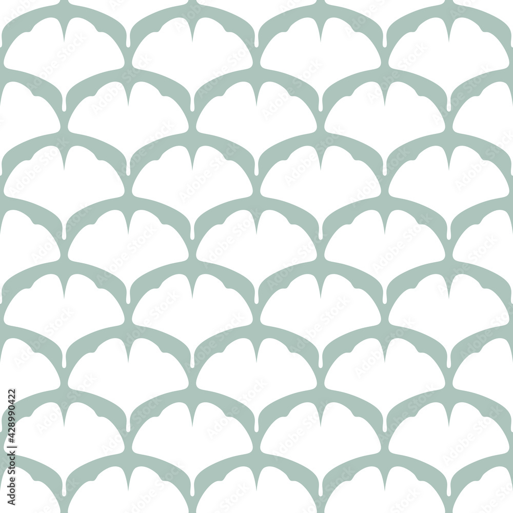 Seamless floral pattern white ginkgo biloba leaves. Floral texture on turquoise background. Seamless floral pattern white ginkgo biloba leaves. Floral texture on turquoise background.