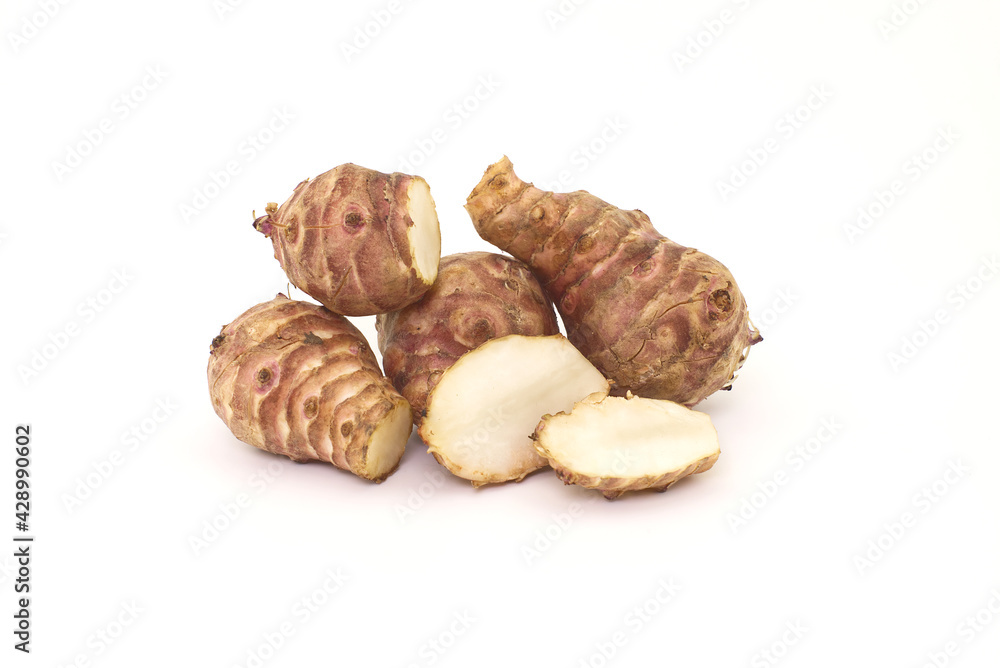 Jerusalem Artichoke (Sunchoke) on white background Jerusalem Artichoke (Sunchoke) on white background