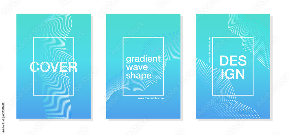 Minimal relax abstract wave cover background design. Bright aquamarine ...