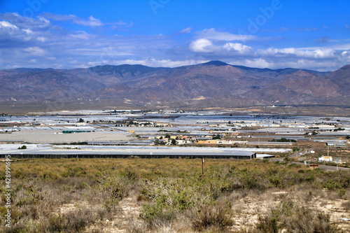 Panoramic of tomato greenhouses in Cabo de Gata, Almeria